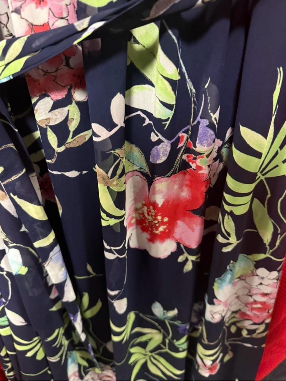 Chaps navy blue floral sleeveless maxi dress with a belted waist size 16 - Picture 8 of 8